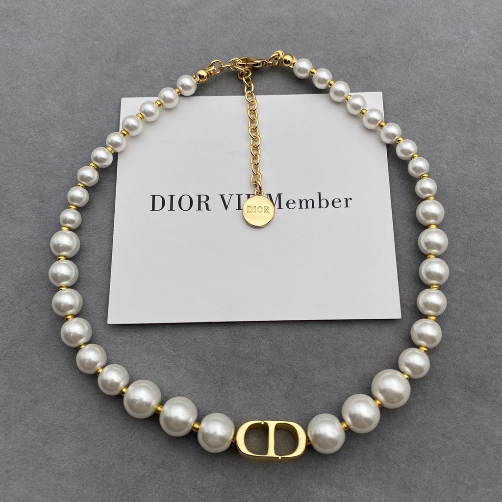 Set Vòng Cổ/Vòng Tay Dior Đính Ngọc Trai Thanh Lịch Thời Trang