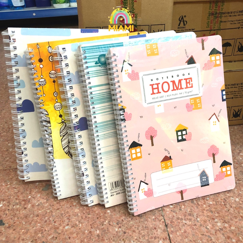 Sổ Lò Xo Các Loại A4/A5/A6/A7 Hải Tiến 200 Trang Chính Hãng, Mặt Giấy Mịn Viết Êm