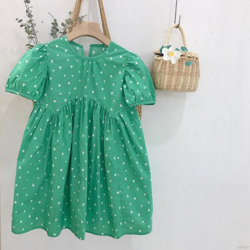 Đầm công chúa tay ngắn cổ tròn se7en phong cách hàn quốc cho bé gái