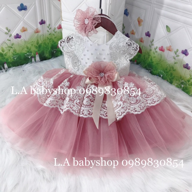 Váy công chúa ren hoa cao cấp