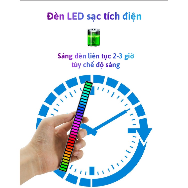 Đèn Led Cảm Biến Nháy Theo Nhạc | Đèn RGB Sạc Tích Điện Trang Trí Bàn Làm Việc, Gaming Nhiều Chế Độ Sáng