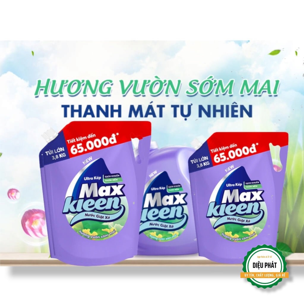 ⚡️ Nước Giặt Xả Maxkleen Ultra Kép Hương Vườn Sớm Mai Túi 3.8kg