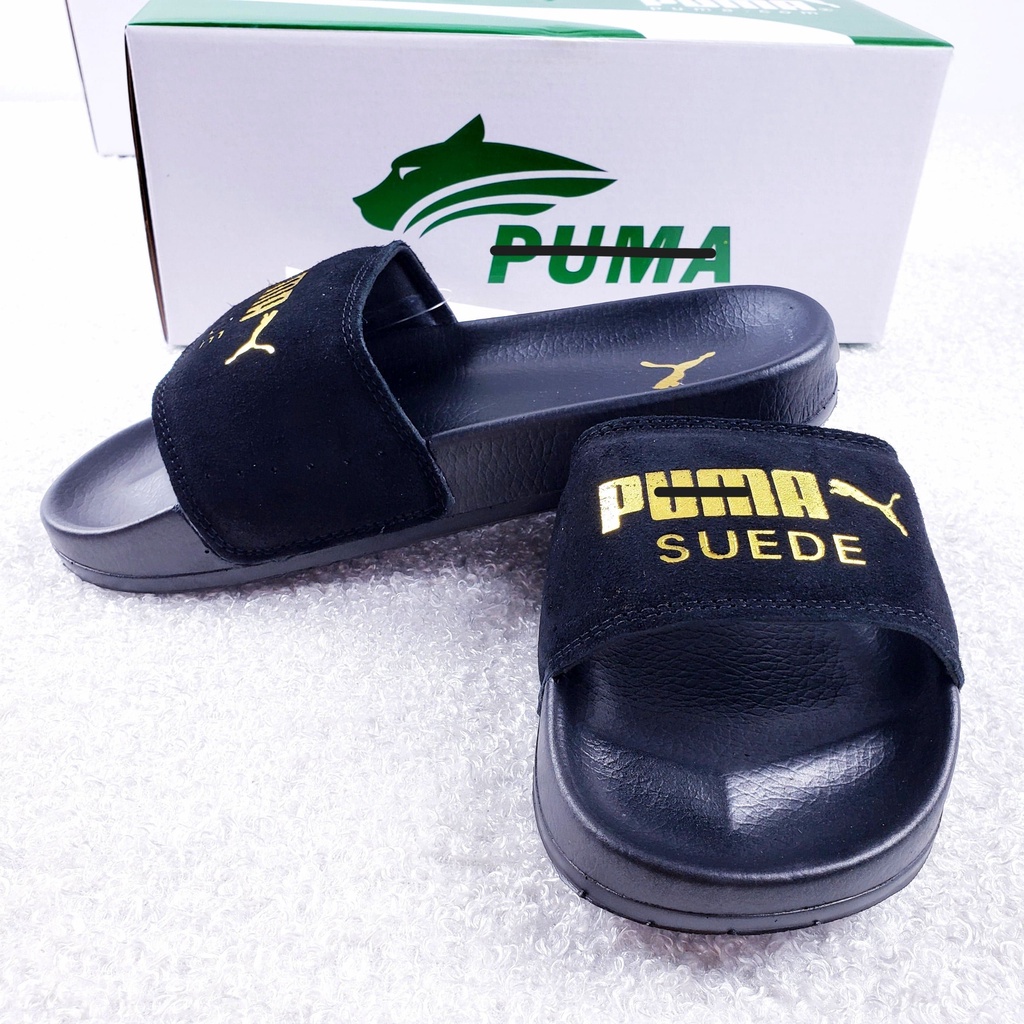 Dép 𝐌𝐋𝐁 𝙋𝙐𝙈𝘼 da lộn chữ dập nổi êm chân