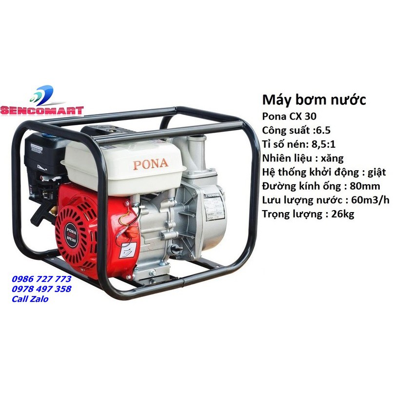 Mua máy bơm nước 6,5HP Pona CX 30 giá thành hợp lý