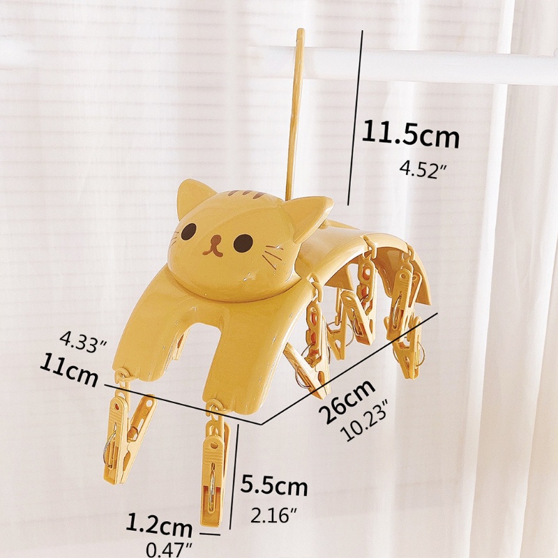 Kẹp Phơi Quần Áo Hình Mèo Hoạt Hình Siêu Dễ Thương Kèm 10 Kẹp Phơi Khô