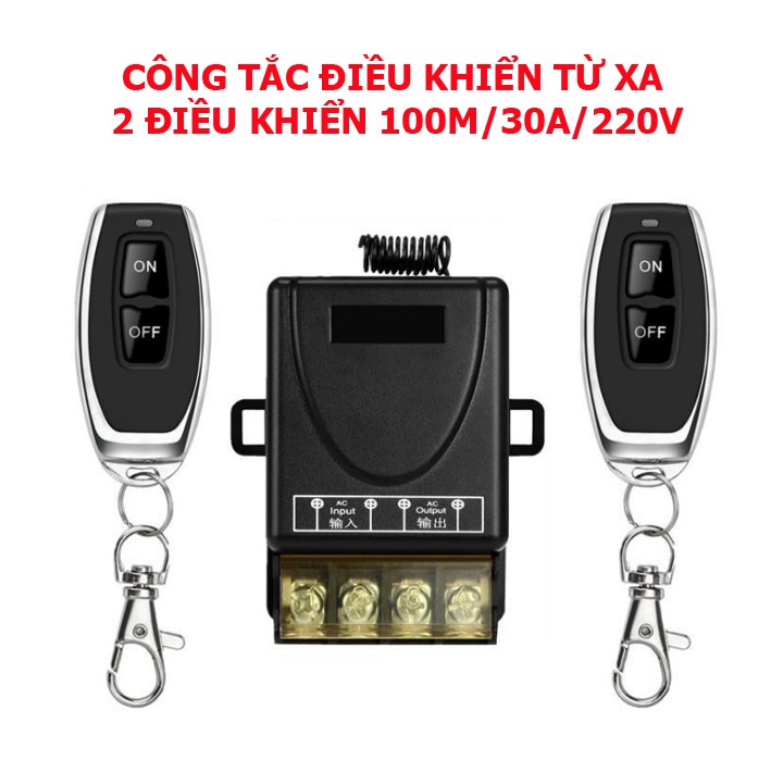 Công tắc điều khiển từ xa cho máy bơm nước máy rửa xe 100m/30A/330V remote học lệnh tần số 433MHZ