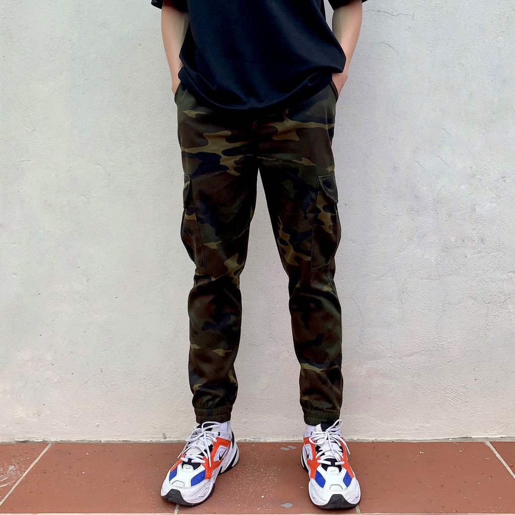 HÀNG NHẬP KHẨU -  Quần Jogger Kaki Camo ANFA Nam Hàn Quốc Cạp Thun Túi Hộp Cao Cấp Size 40-85kg Màu Rêu, Xanh JC01 - Hàn