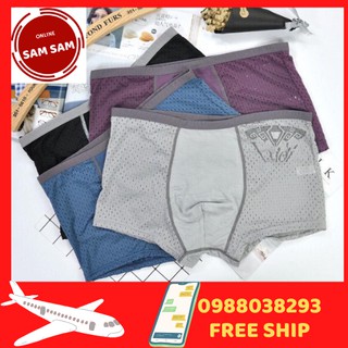 [ HÀNG CHÍNH HÃNG ] Combo hộp 4 quần sịp men thông hơi + 4 đôi tất cổ thấp