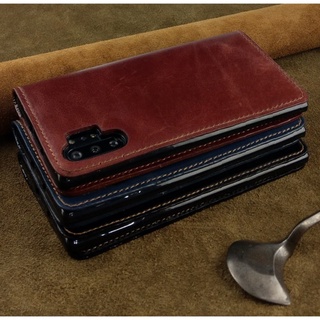 Bao Da Samsung Note 10 Plus Handmade Cổ Điển Da Bò Thật