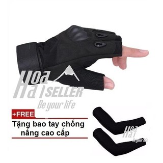 Găng tay chiến thuật quân đội HOAHAI (đen) + Tặng kèm bao tay chống nắng cao cấp
