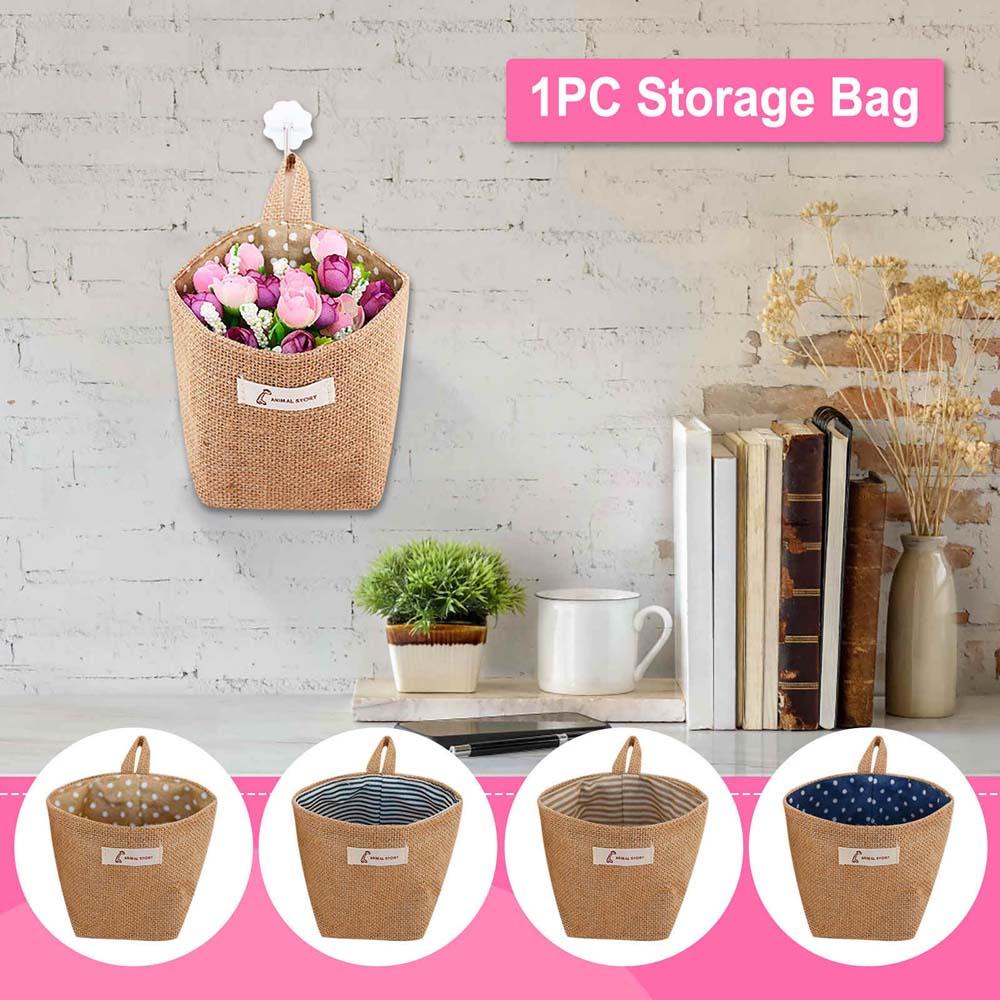 Giỏ Đựng Đồ Dạng Gập Bằng Sợi Đay Treo Tường Trang Trí Nhà Cửa