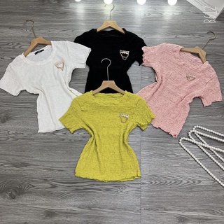 Áo thun xốp body tay ngắn kèm cài áo