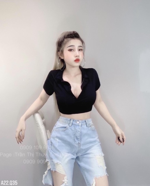Áo Croptop nữ cổ bẻ chất lụa mềm mịn - freesize dưới 51kg - Carotshop - CRS | BigBuy360 - bigbuy360.vn