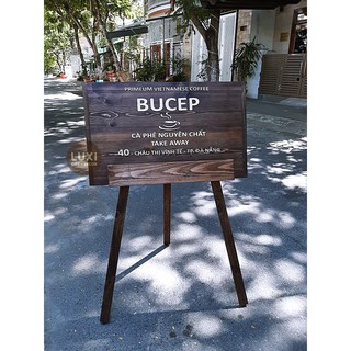 BẢNG HIỆU GỖ CÓ KỆ TRỒNG HOA VINTAGE - NỘI DUNG YÊU CẦU - LUXI DECOR