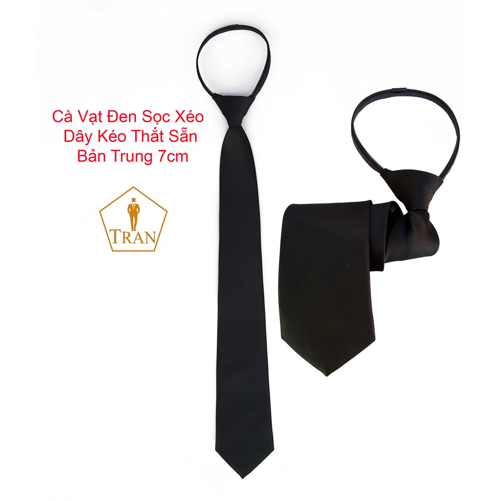 Cà Vạt, Caravat TRAZ MEN Ca vat Đen Nam Bản Nhỏ, Bản To Cao Cấp 5 8cm