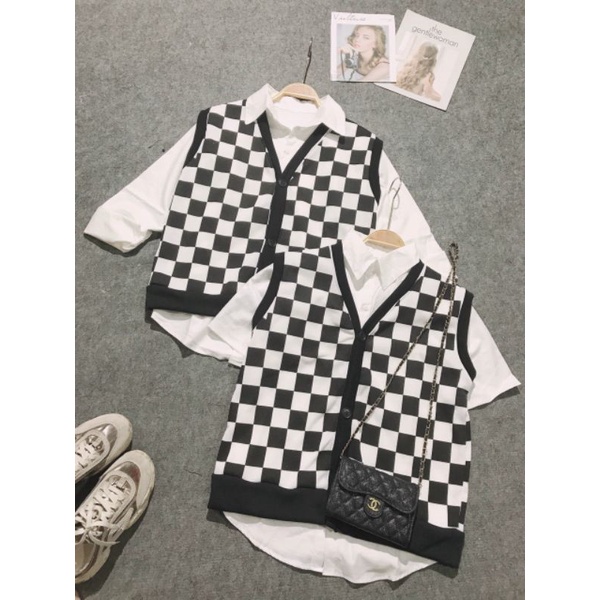 Áo gile kẻ caro siêu xinh.hangtotgiare98 | BigBuy360 - bigbuy360.vn