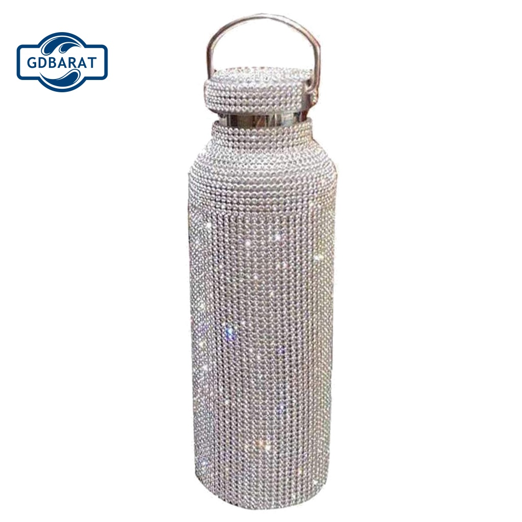 Bình Đựng Nước Giữ Nhiệt Bằng Thép Không Gỉ Đính Kim Cương Giả