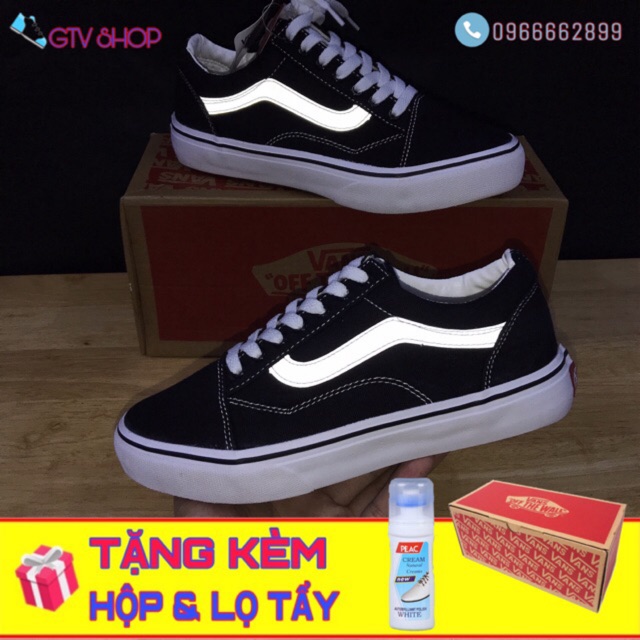 [Siêu Phản Quang, Tặng hộp và Lọ tẩy hoặc Tất] Giày thể thao nam nữ V.old sóng da PHẢN QUANG, size 36-43. .