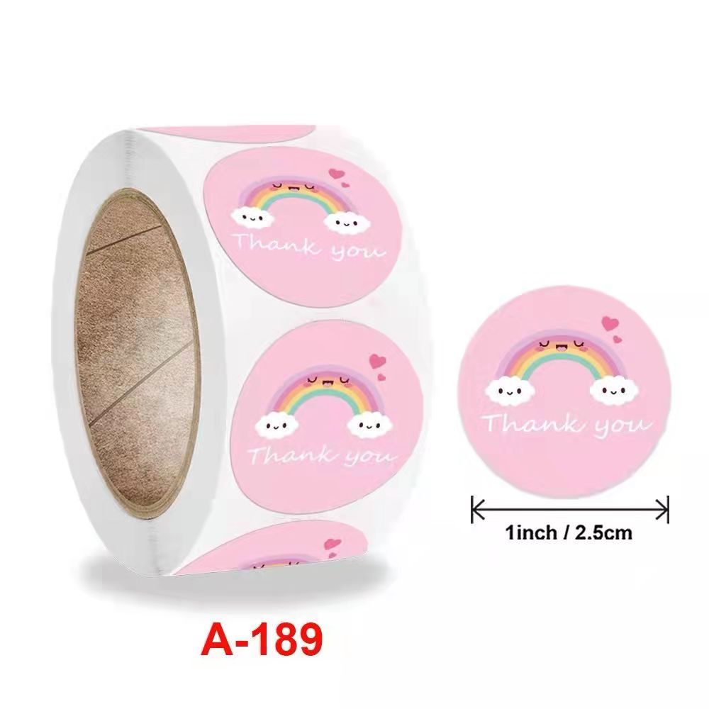 Xả kho - Cuộn 500 Tem dán cảm ơn đường kính 25mm nhãn dán chai trà sữa sticker Thank you trang trí cute