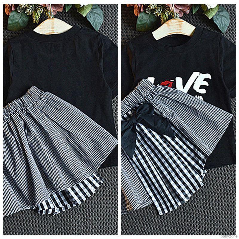 Bộ áo thun ngắn tay + chân váy nơ cho bé gái