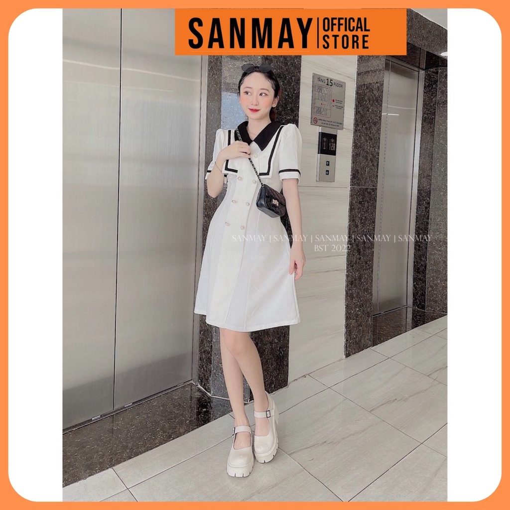 Váy Dự Tiệc Cổ Sơ Mi Nữ Đẹp SANJOLI Đầm Suông Công Sở Dáng Xòe Sang Trọng, Thanh Lịch VD023 | BigBuy360 - bigbuy360.vn