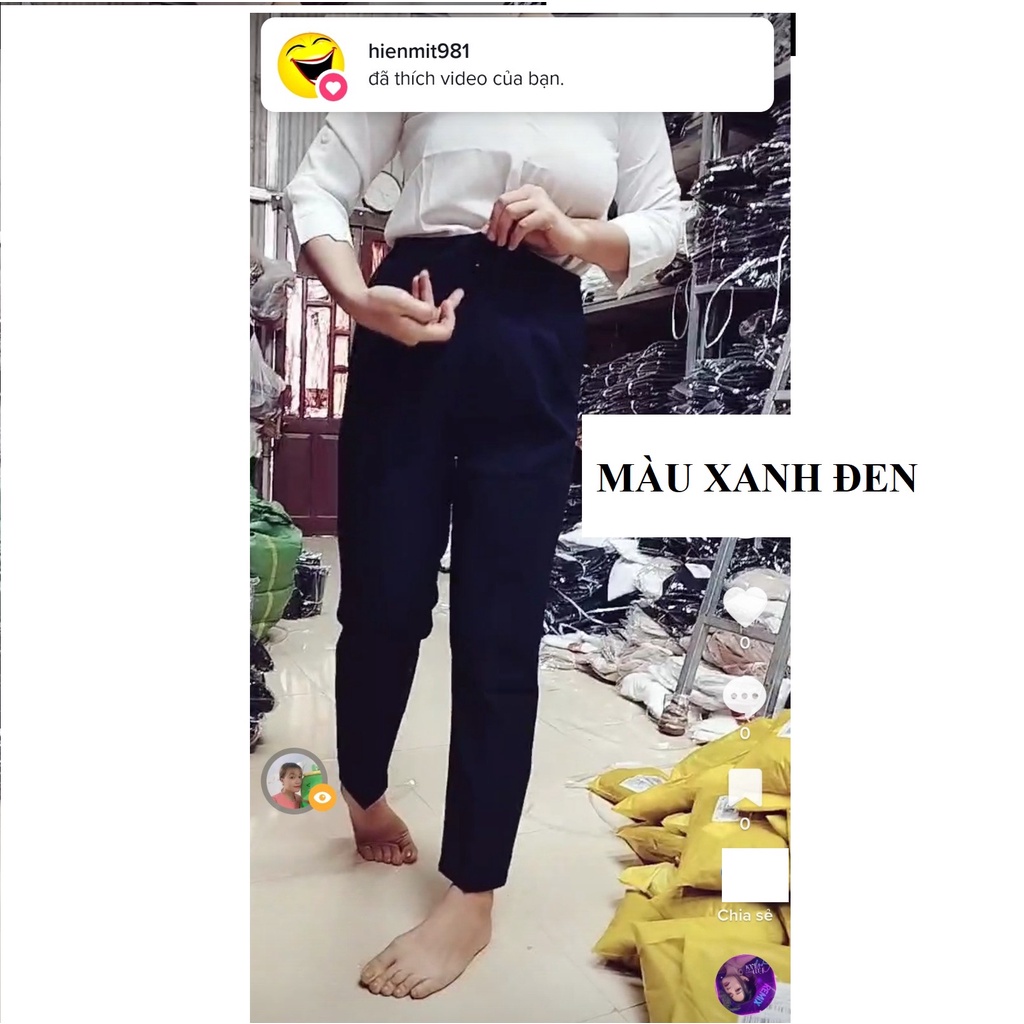 Quần Tây Cạp Liền Baggy 2 Tầng Khuy, Tạo Eo Thon Ảo Miên Man, Chỉ có Màu ĐEn, Max big size 85Kg
