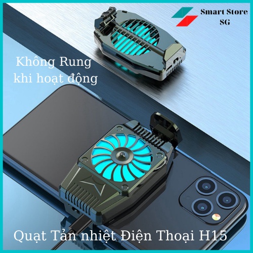 Quạt tản nhiệt gaming cho điện thoại, Quạt tản nhiệt siêu mát chạy êm H15 dùng cho mọi điện thoại