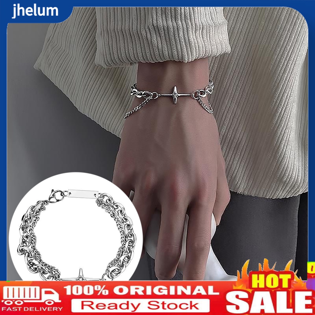Vòng Đeo Tay Kiểu Mắt Xích Màu Sắc Trơn Phong Cách Gothic Thời Trang Cho Nam
