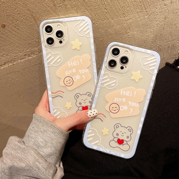 Casing Realme C11 2020 C20 2021 C15 C17 7i C21 C21Y C25Y C1 C2 2 U1 3 5 5i 5s 6 7 8 4G 5G X Xt X50 Pro Narzo Cute Bear Tpu Shockproof Clear Soft Phone Case Full Back Cover HLE 02
