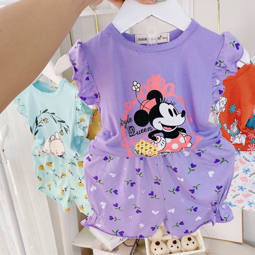 [Bé 7-19kg] Bộ cánh tiên quần bèo thun lạnh Minky Mom cho bé gái từ 7-19kg