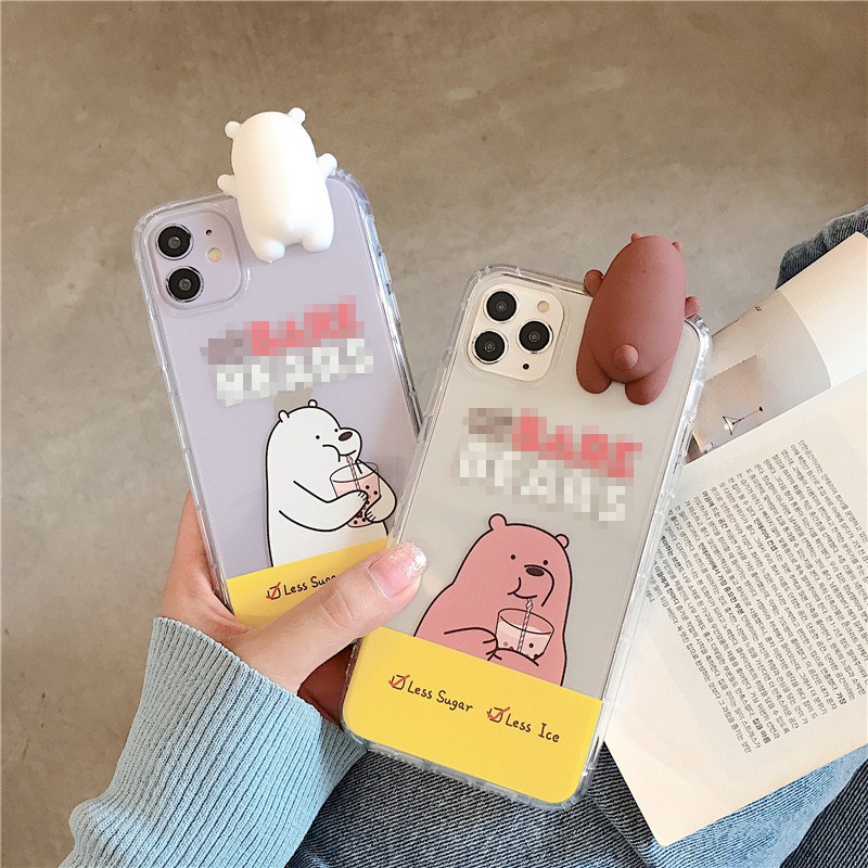ốp lưng iphone viền trong kèm 3 chú gấu leo ngộ nghĩnh ốp iphone 12 promax 6 7 8 13 13pro 13promax plus max xsmax xr