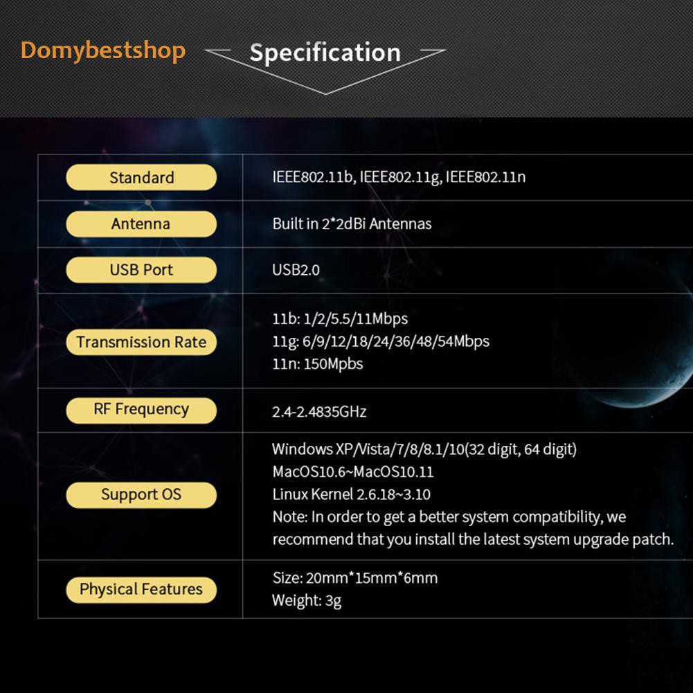 150MBPS Usb 2.0 Wifi 2.4ghz Db Comfast Cf-Wu810N