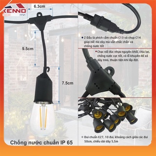 Dây đèn trang trí ngoài trời dùng cho quán cafe, nhà hàng ... 5m 10 bóng, 7.5m 15 bóng, 9.5m 19 bóng