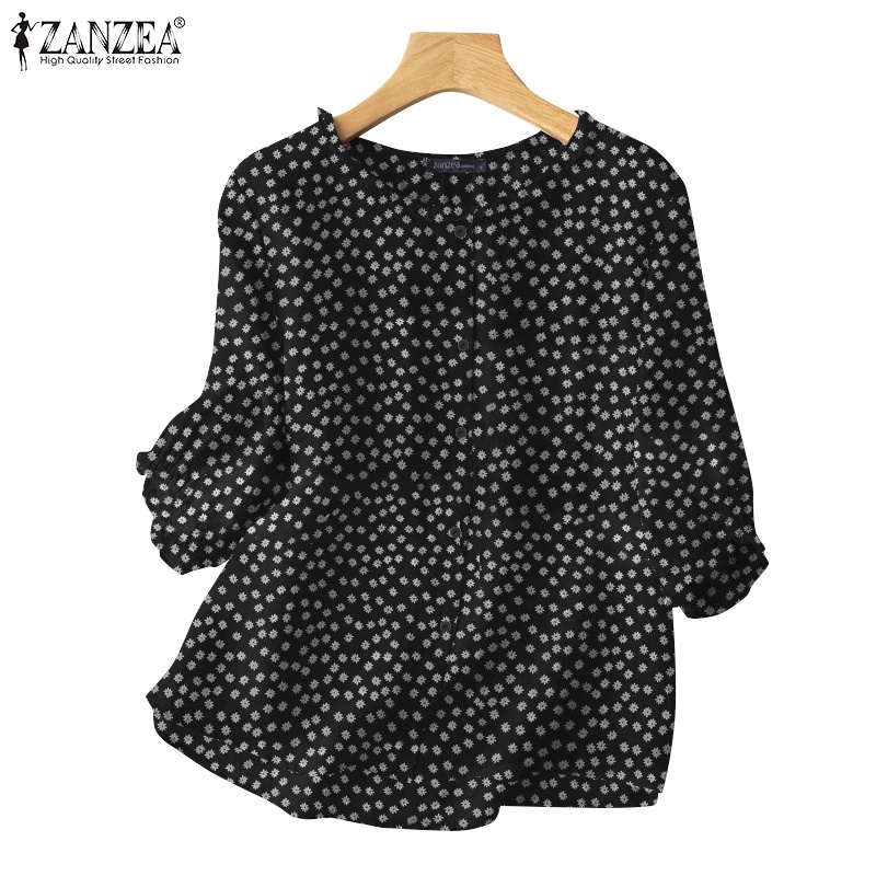 Áo sơ mi Zanzea tay lỡ 3/ 4 in họa tiết thời trang dành cho nữ