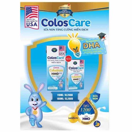 Combo 12 hộp sữa nước Nutricare ColosCare giúp bé tăng cường hệ miễn dịch, hỗ trợ tiêu hóa (110ml)