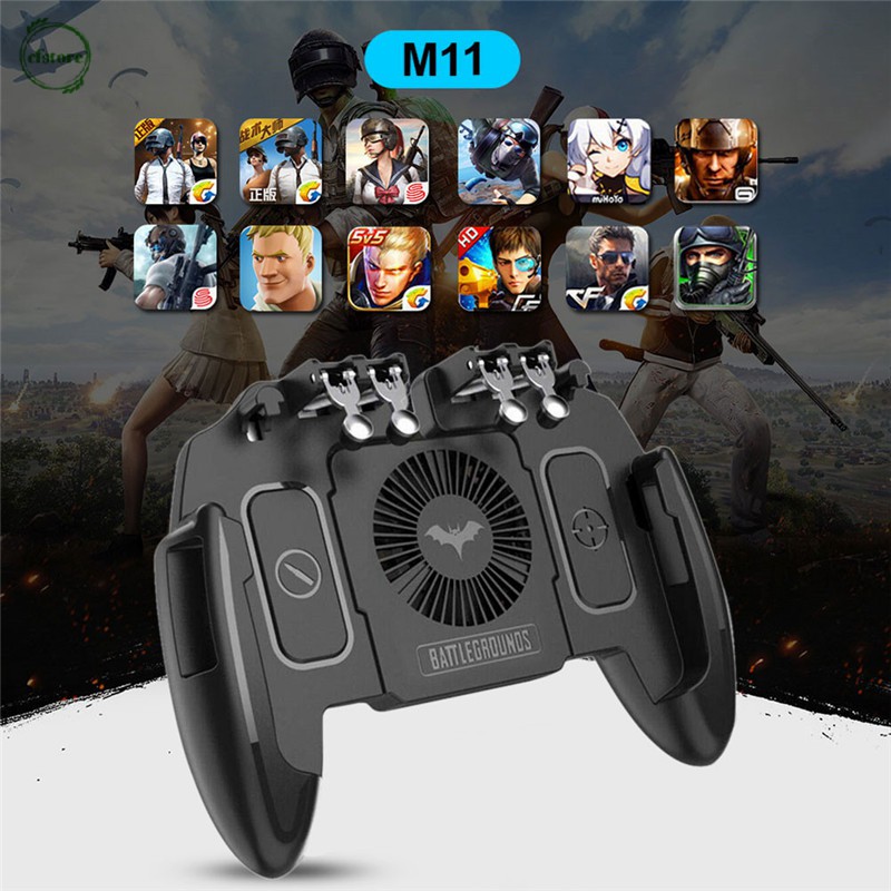 Tay cầm chơi game PUBG M11 có quạt tản nhiệt và phím điều khiển sáu ngón tay tất cả trong một dành cho điện thoại