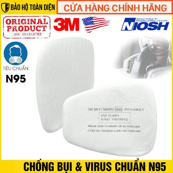 [HÀNG CHÍNH HÃNG] Cặp tấm lọc bụi mịn, khói và hơi hữu cơ 3M chính hãng 3M 5N11 dùng với mặt nạ loại 2 phin lọc 3M 6200