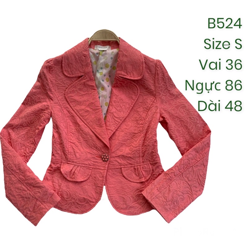 Áo khoác vest/blazer B524 form ngắn chất gấm 2hand Hàn si tuyển ảnh thật
