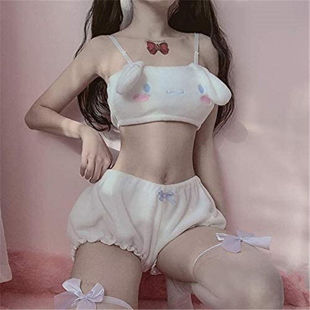 Set Đồ Ngủ Gồm Áo Ngực Và Quần Short In Họa Tiết Hoạt Hình Dễ Thương Thời Trang Cho Nữ