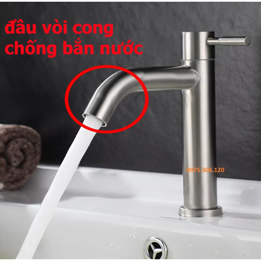 {GIÁ SỈ} Vòi Rửa Mặt Lavabo Lạnh 100% inox 304 N6000 Fotar VÒI LA ĐIẾU 20cm đặt trên thành lavabo đảm bảo không han gỉ