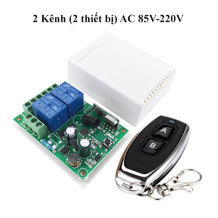 Công tắc điều khiển từ xa 2 cổng (2 kênh) 10A/220V tần số 433mHz - có thể đảo chiều động cơ 220v - [ELS]