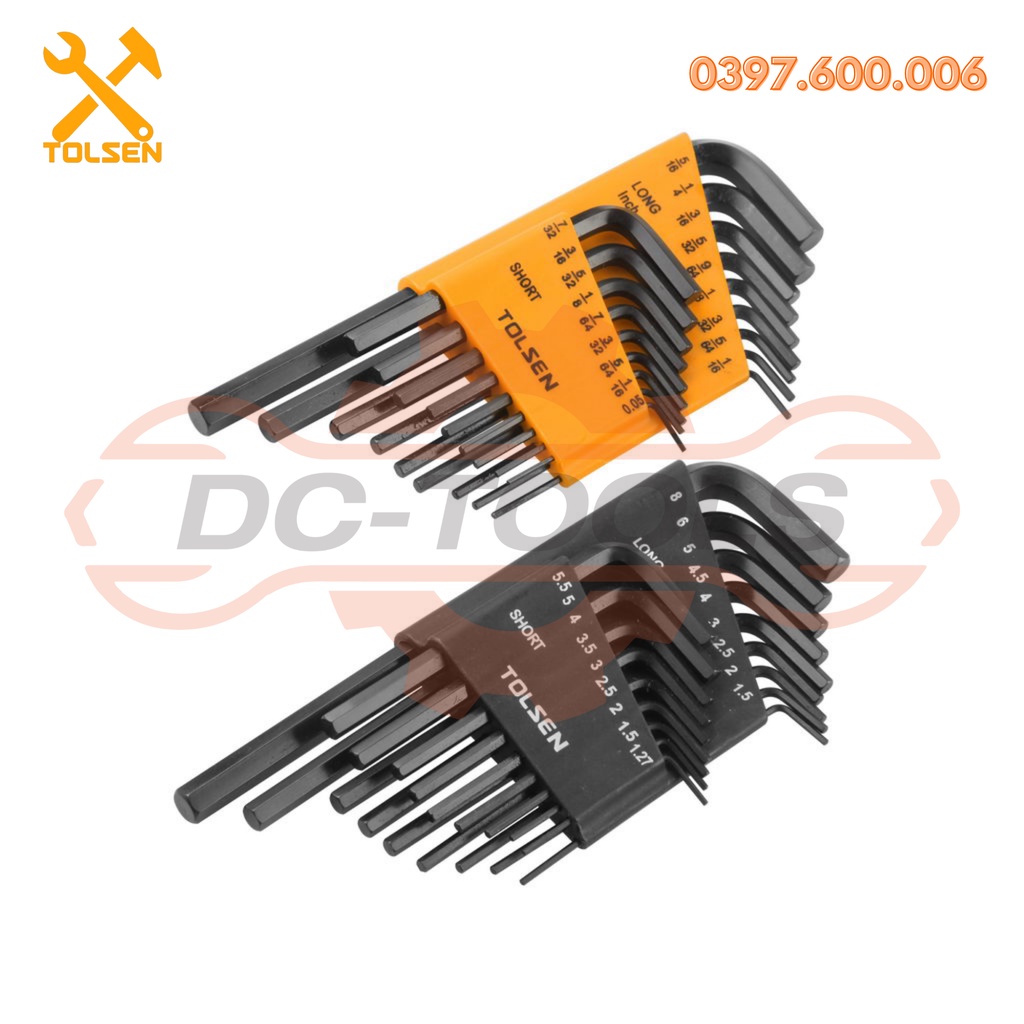 BỘ 36 LỤC GIÁC HỆ MET - INCH 20094 Chất liệu thép Cr-v chịu nhiệt tốt Bộ lục dài DC-TOOLS