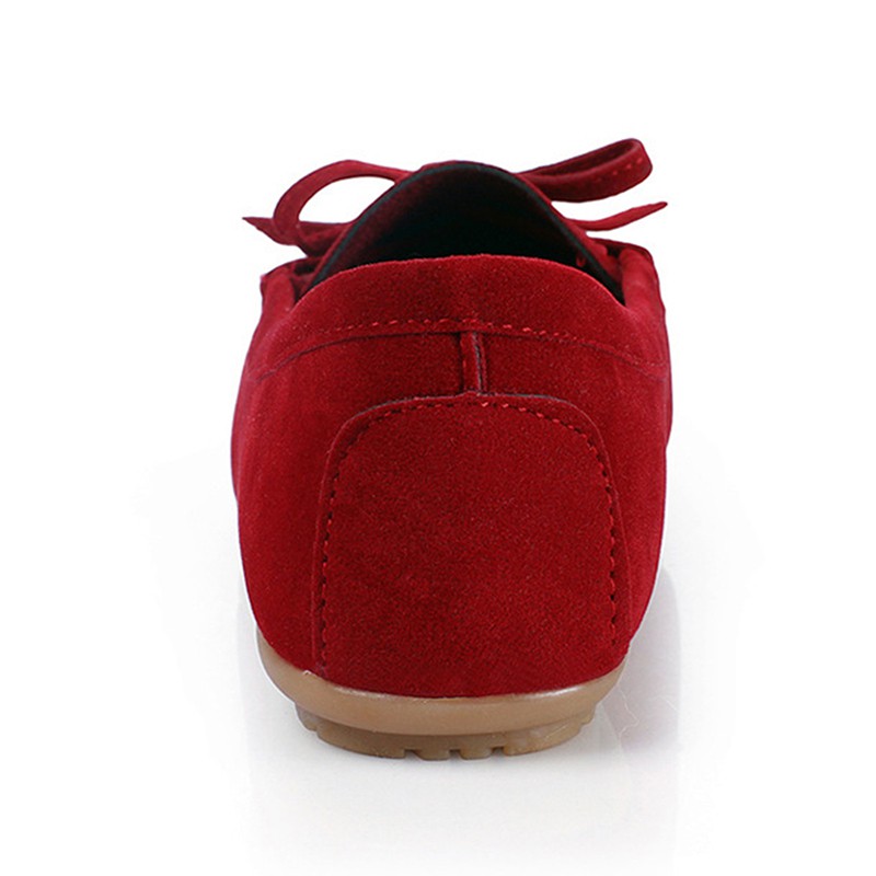 GCGCTOP Size 35-40 Womens Bow Tassel Suede Shallow Slip On Soft Flats Shoes