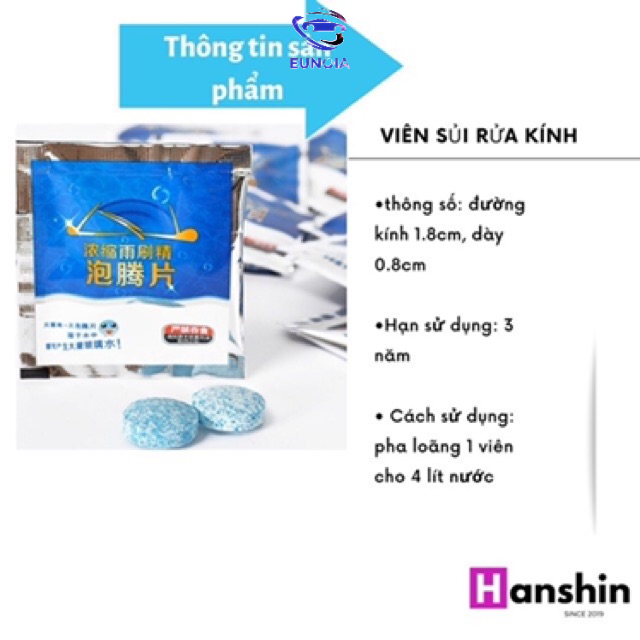 Combo 10 viên sủi rửa kính xe ô tô