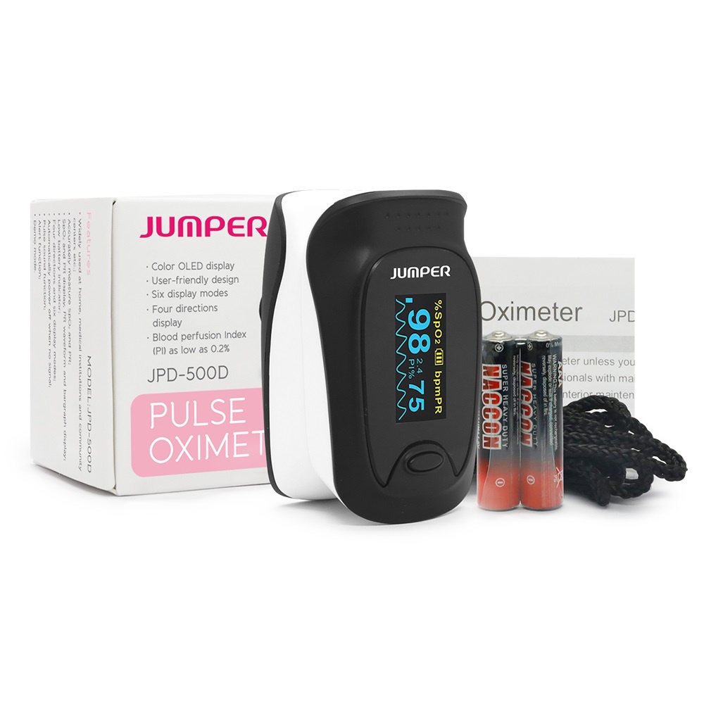 Máy đo nồng độ oxy trong máu Spo2 cầm tay, đo nhịp tim Jumper JPD-500D