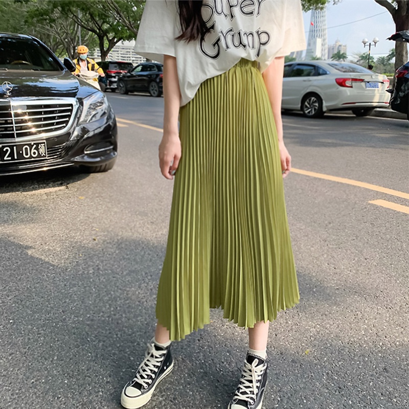 SUXI Chân Váy Maxi Dài Lưng Thun Màu Sắc Thanh Lịch