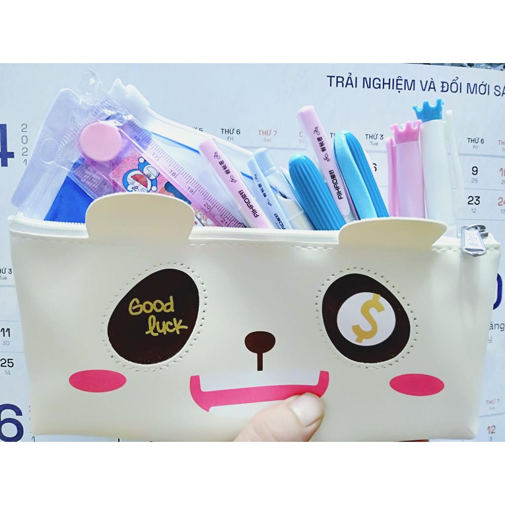 Túi đựng bút học sinh phong cách Hàn Quốc chất liệu da PU cao cấp (đủ màu)