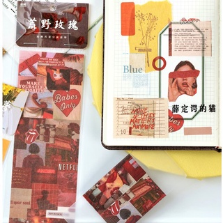 Sticker vintage hoa hướng dương và phong cảnh bầu trời phong cách retro trang trí sổ tay, nón bảo hiểm, bullet journal