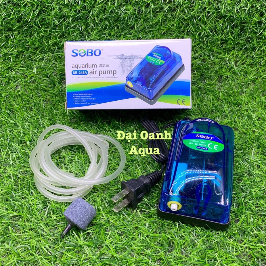 Máy Sủi Khí Oxy 1 vòi 2 vòi Sobo SB348a -Tặng kèm Dây Sủi Và Quả Sủi Oxy