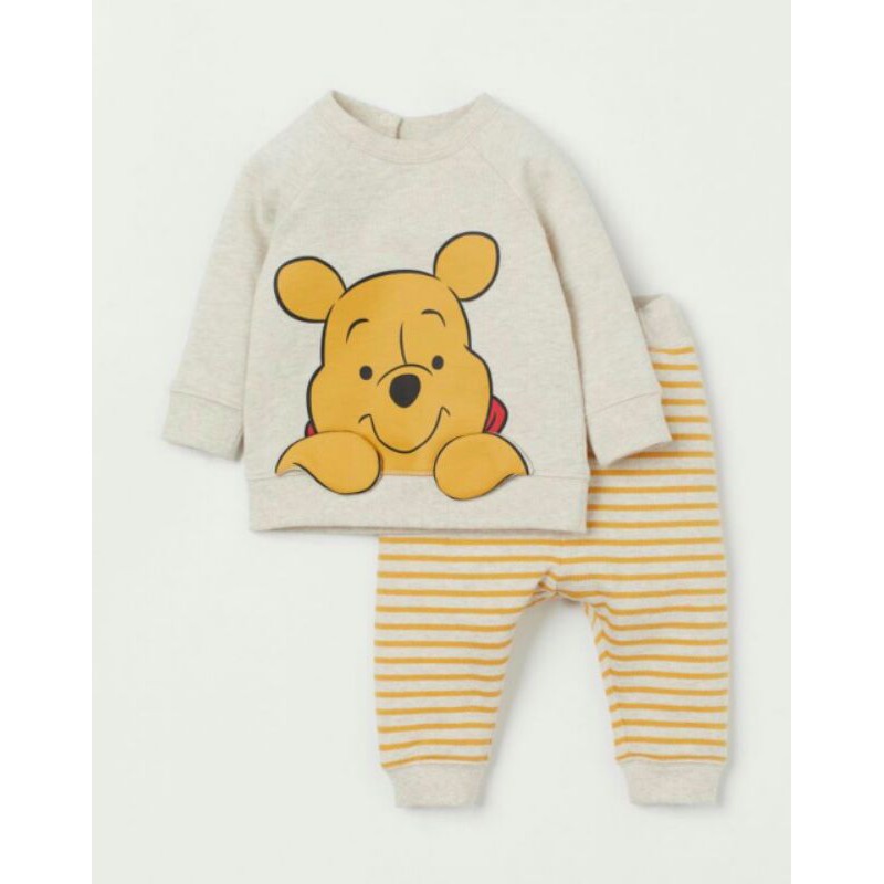 [HM] bộ nỉ da cá Hm gấu Pooh cho bé